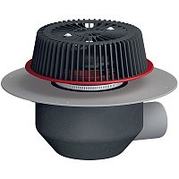 HL64.1 SAFE/1 воронка для аварийного водостока, с горизонтальным выпуском, фланцем и электрообогревом DN110