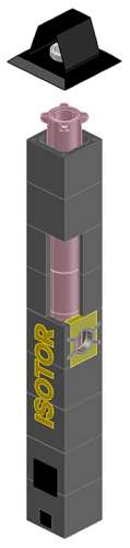 ISOTOR Комплект дымохода с плитой по месту, 4м Ø20см с верхним комплектом, Schiedel