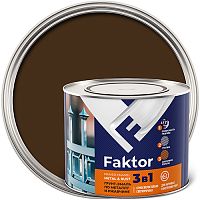 Грунт-эмаль FAKTOR на ржавчину 3 в 1 шоколадная RAL 8017, банка 1,9 кг