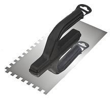 Гладилка зубчатая нержавеющая с пластиковой ручкой 130х270мм, зуб 8х8мм