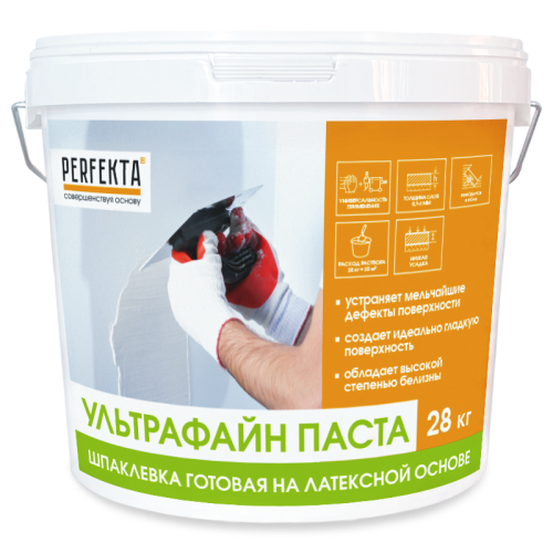 Шпаклевка готовая на латексной основе Ультрафайн Паста, Perfekta, 28 кг