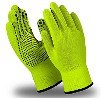 Перчатки акрил, точка, утепленные салатовые
