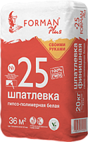 Шпатлевка гипсо-полимерная финишная белая премиальная Форман 25 - 20 кг, мешок