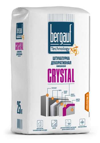 Crystal 2 мм 25 кг Штукатурка декоративная камешковая зерно 2 мм, Bergauf