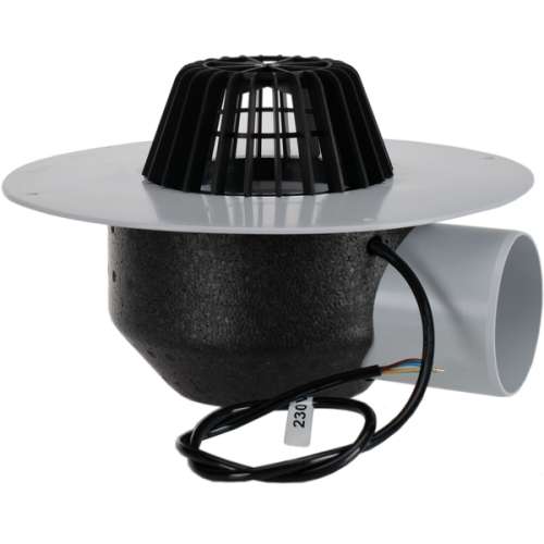 HL64.1P/1 воронка для неэксплуатируемой кровли с гориз. выпуском, корпусом из ПВХ для ПВХ-мембраны и электрообогревом DN110