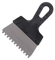 Шпатель из нержавеющей стали 150 мм, зуб 6x6 мм, пластмассовая ручка