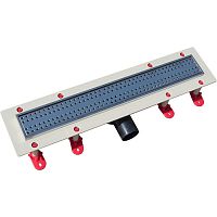 ТП-55.1B-500 Трап для душа линейный с рамкой из нерж. стали, с гориз. выходом D50 мм, решетка типа В - прямая, "сухой" механический и гидро затвор