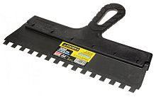 Шпатель из нержавеющей стали 300 мм, зуб 10x10 мм, пластмассовая ручка