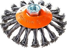 Щетка для УШМ М14,115 мм, крученая металлическая проволока, Sturm