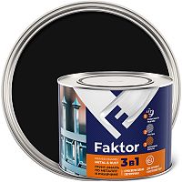 Грунт-эмаль FAKTOR на ржавчину 3 в 1 черная, банка 1,9 кг