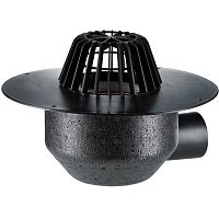 HL64F/1 воронка для неэксплуатируемой кровли с гориз. выпуском, корп. из ПП для наклеивания FPO-мембран DN110