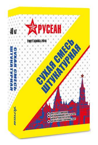 Штукатурная сухая смесь модифицированная, Русеан, 40 кг