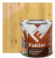 Антисептик FAKTOR декоративный для защиты и тонирования древесины 3 в 1 светлый дуб, банка 2,1 кг 