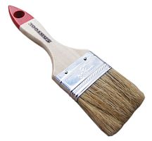 Кисть плоская с натуральной щетиной и деревянной ручкой 2"