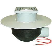 HL64.1BP/1 воронка с гориз. выпуском, корпусом из ПВХ, для наклеивания ПВХ-мембран и  электрообогревом DN110