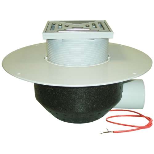 HL64.1BP/1 воронка с гориз. выпуском, корпусом из ПВХ, для наклеивания ПВХ-мембран и  электрообогревом DN110