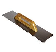 Гладилка зубчатая нержавеющая с деревянной ручкой 130мм х 480мм, зуб 6х6мм