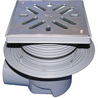 HL615S Трап ПП PERFEKT с гориз. выпуском, решёткой из нерж. стали  и клапаном против запаха DN110