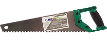 Ножовка по сырой древесине 400 мм прямой крупный зуб, 3,5 з/д, 2-компан. рукоятка, Runex Green