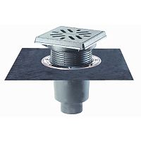 HL616.1H/5 Трап ПП PERFEKT с верт. выпуском, решёткой, подрамником из чугуна, клапаном и полимербитумным полотном DN160