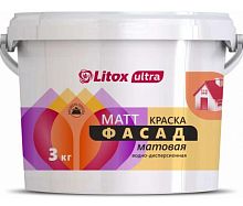Краска на акриловой основе ULTRA MATT ФАСАД, Литокс, 3 кг