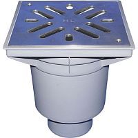 HL606S/1 Трап ПП PERFEKT с верт. выпуском, решёткой из нерж. стали с клапаном DN110