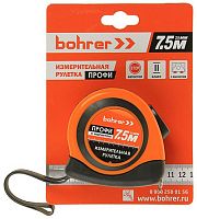 Рулетка 7,5 м х 25 мм ударопрочный корпус, магнитный зацеп, Bohrer Комфорт