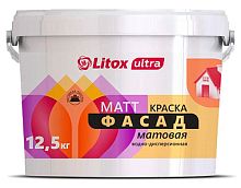 Краска на акриловой основе ULTRA MATT ФАСАД, Литокс, 12.5 кг