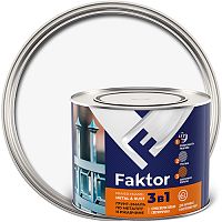 Грунт-эмаль FAKTOR на ржавчину 3 в 1 белая, банка 1,9 кг