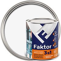 Грунт-эмаль FAKTOR на ржавчину 3 в 1 белая, банка 0,8 кг