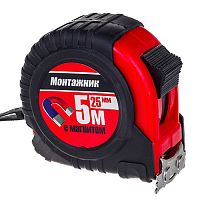 Рулетка 5 м х 25 мм с магнитом, Монтажник