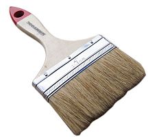 Кисть плоская с натуральной щетиной и деревянной ручкой 4"