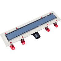 ТП-55.1С-1000 Трап для душа линейный с рамкой из нерж. стали, с гориз. выходом D50 мм, решетка типа С - щелевая, "сухой" механический и гидро затвор