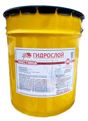 Мастика битумная гидроизоляционная ГИДРОСЛОЙ ведро 16 кг/20 л, Изофлекс-М
