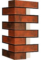 Внешний угловой элемент фасадной термопанели Аляска Retro brick chili, 60 мм