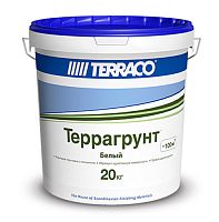 Грунтовка Terraco Террагрунт белая пигментированная для наружного и внутреннего использования с антищелочными свойствами, 10 кг ведро