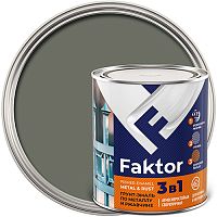 Грунт-эмаль FAKTOR на ржавчину 3 в 1 серая, банка 0,8 кг