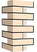 Внешний угловой элемент фасадной термопанели Аляска Krem rustik, 60 мм