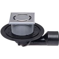 HL80.1 Трап с поворотным шарниром, решёткой из нерж. стали в подрамнике 123х123 мм  DN50/75