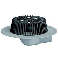 HL64P Power воронка для аварийного водостока, с горизонтальным выпуском, корпусом из ПВХ, и отсекателем воздуха DN75