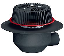 HL64.1F SAFE/1 воронка для аварийного водостока, с горизонтальным выпуском, корпус из ПП для приклеивания FPO-мембраны и электрообогревом DN110