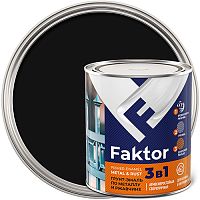 Грунт-эмаль FAKTOR на ржавчину 3 в 1 черная, банка 0,8 кг