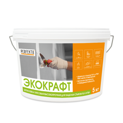 Шпаклевка гипсовая универсальная высокопрочная Экокрафт, Perfekta, 5 кг