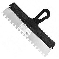 Шпатель из нержавеющей стали 350 мм, зуб 10x10 мм, пластмассовая ручка