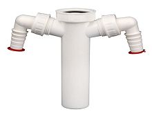 Патрубок HL13-2/40 DN40х6/4" с 2-мя подсоединениеми для посудомоечной или стиральной машины