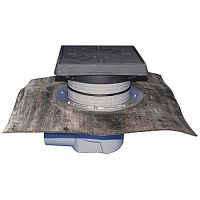 HL615.1H Трап ПП PERFEKT с гориз. выпуском, решёткой и подрамником из чугуна, клапаном и полимербитумным полотном DN110