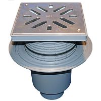 HL616S/5 Трап ПП PERFEKT с верт. выпуском, решёткой из нерж. стали и клапаном против запаха DN160