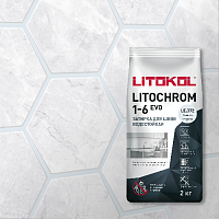 Затирка LITOCHROM 1-6 EVO, Оттенок LE.372 светло-голубой, мешок, 2 кг, LITOKOL