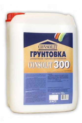CONSOLIT 300М (зимняя) универсальная акриловая грунтовка для укрепления оснований КОНСОЛИТ, 10 кг, канистра