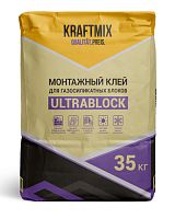 Монтажный клей для газопенобетонных блоков Ultrablock, 35 кг, Крафтмикс